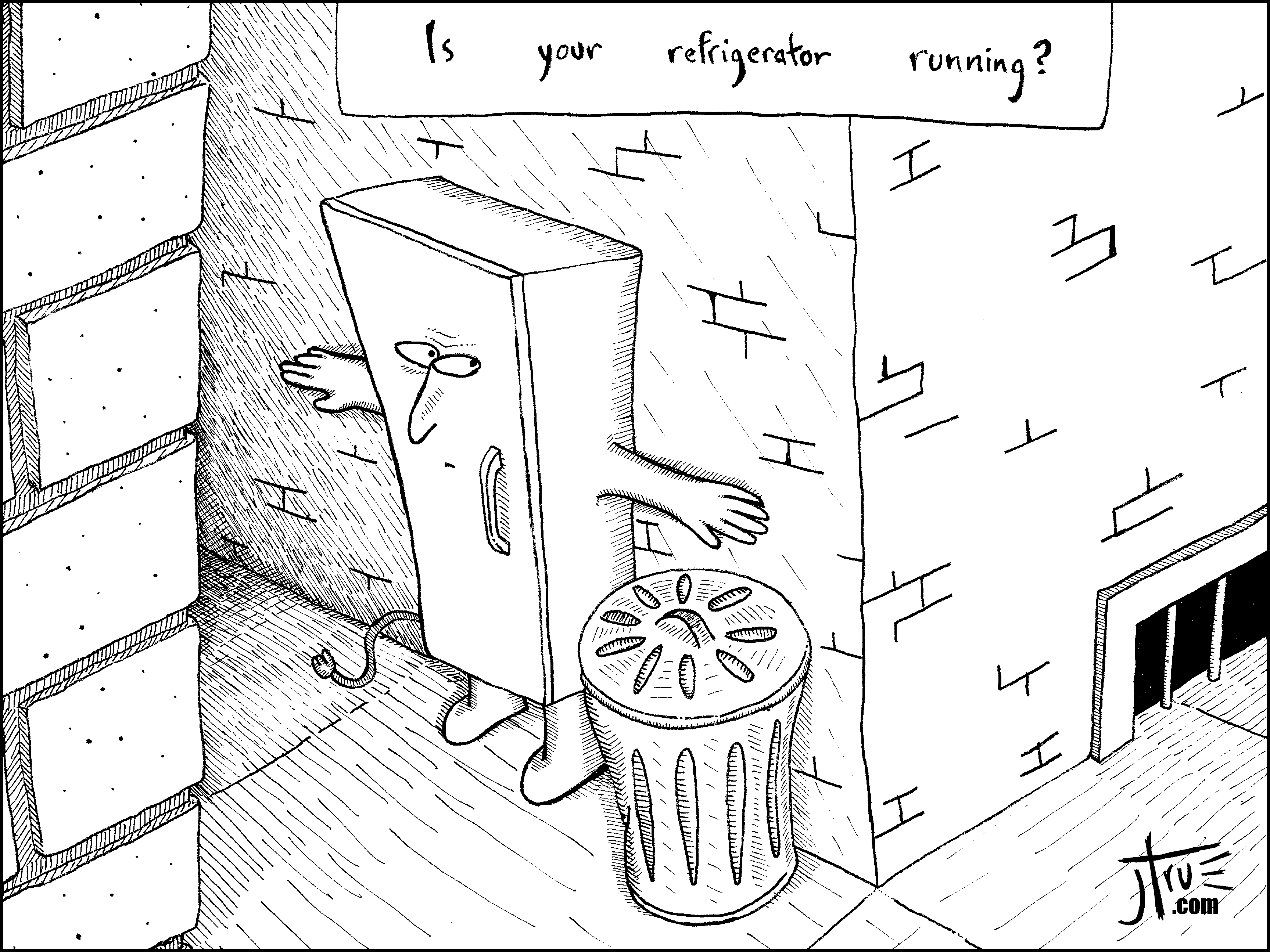 running fridge